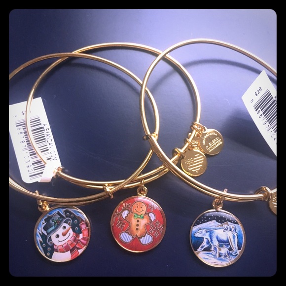 ALEX AND ANI Holiday Bangle Bracelets -Set of 3 - Picture 1 of 2